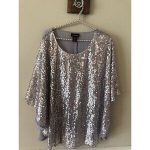 Lane Bryant Size 14/16 Purple Sequin Top Dolman Sleeve